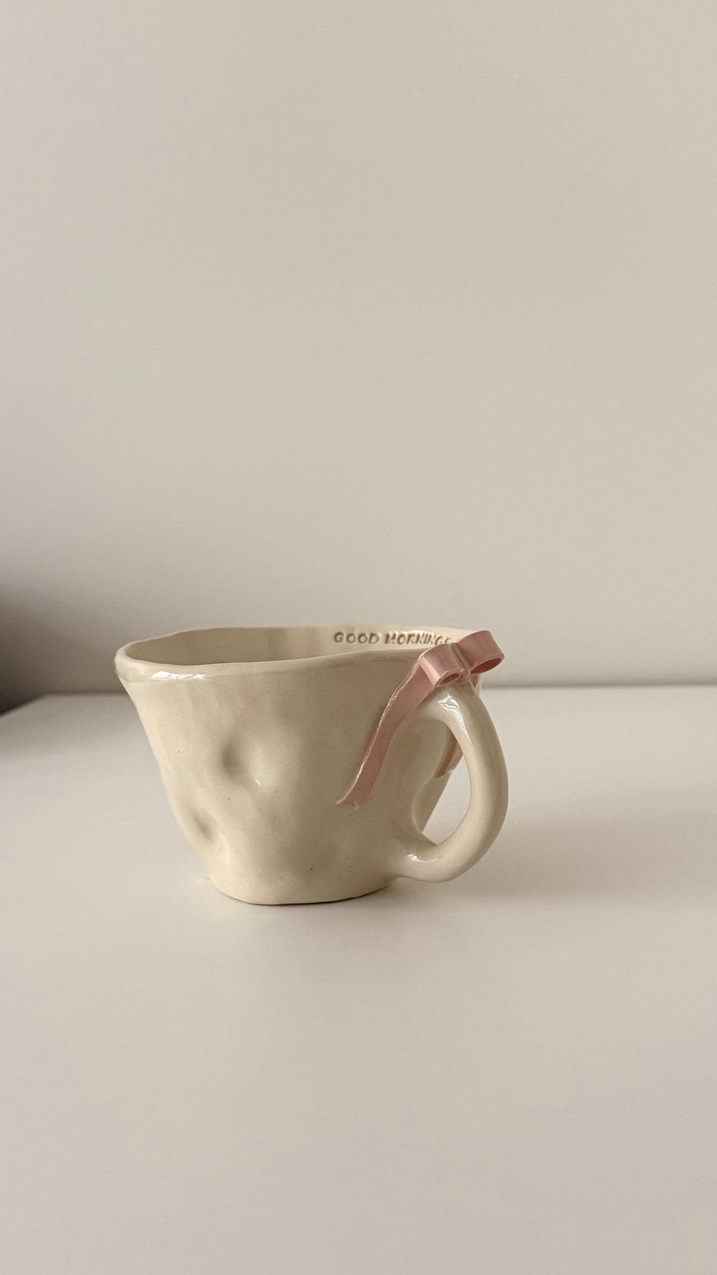 Pink Bow Mug - Good Morning