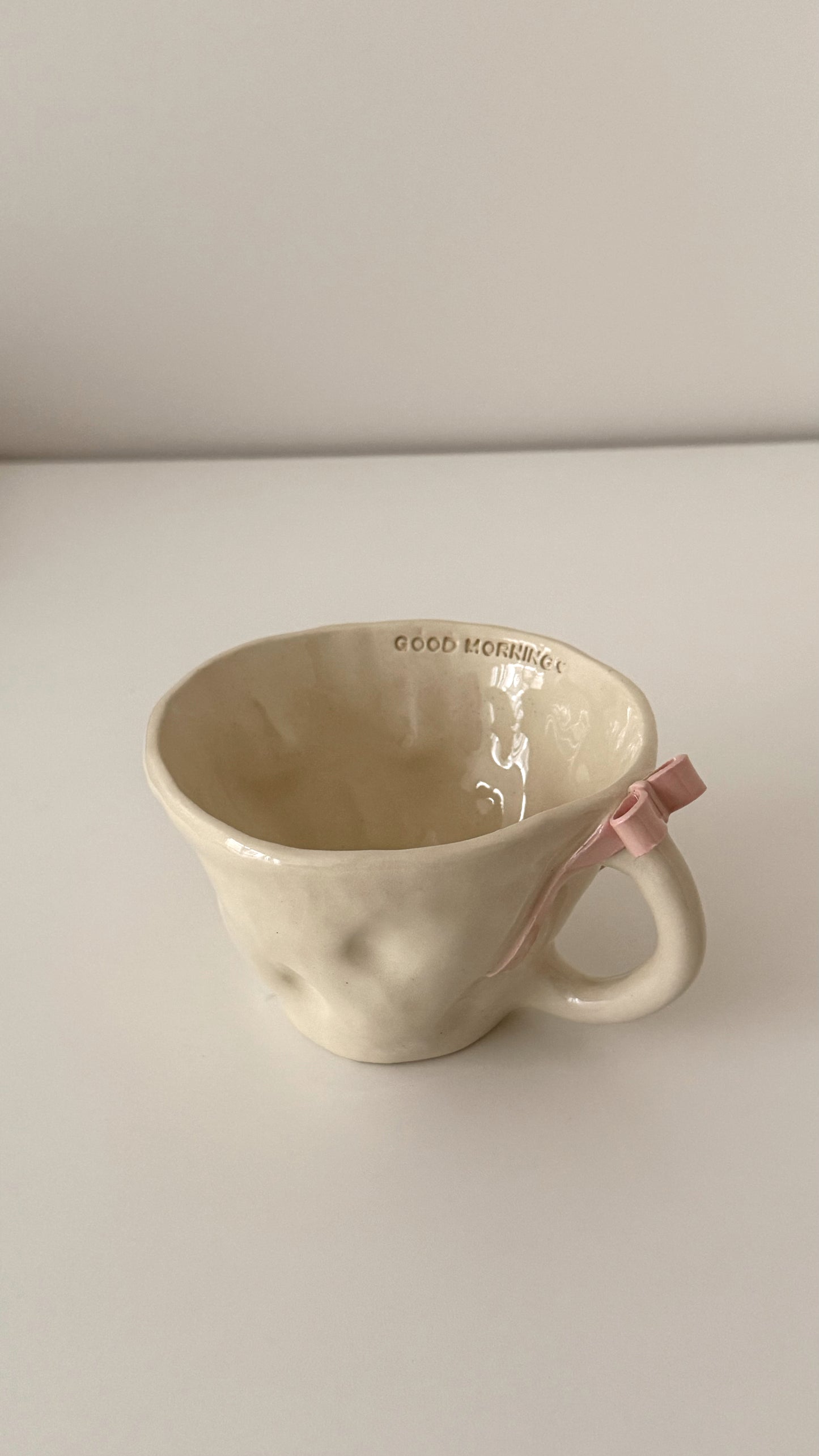 Pink Bow Mug - Good Morning